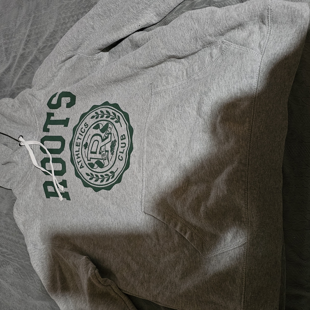 Roots Gray Hoodie with Green Logo